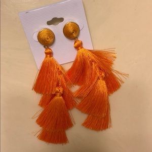 Fringe drop earrings - marigold